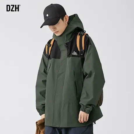男士户外冲锋衣外套男春秋季潮牌男装2023新款工装夹克连帽登山服商品大图