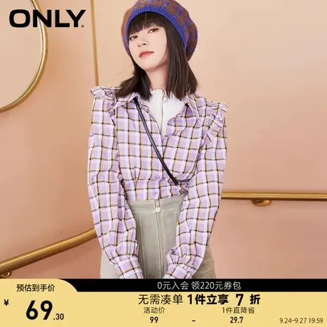 ONLY奥莱夏季时尚格纹泡泡袖设计休闲上衣日系衬衫女商品大图