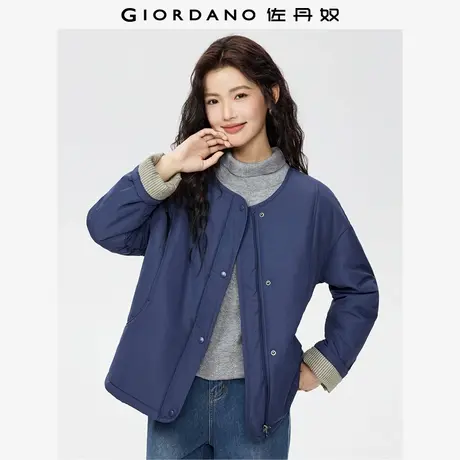 佐丹奴棉衣外套女秋冬新款夹棉拼接条纹袖里圆领夹克棉服05375707商品大图