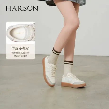哈森/HARSON【休闲街区】25新款厚底舒适复古德训鞋百搭运动休闲商品大图