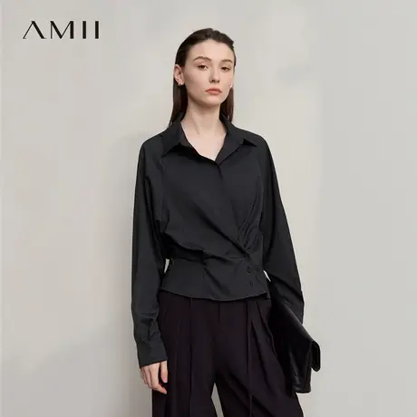 Amii【法式气质】25秋法式气质通勤时尚干练不对称门襟衬衣衬衫女商品大图