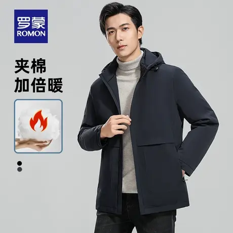 【牛奶丝+可拆卸帽】罗蒙男士时尚短款棉服2025冬季新款保暖棉衣图片
