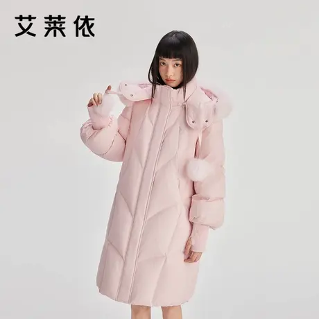 【狐狸毛领可拆卸】艾莱依羽绒服女款时尚休闲甜美长款加厚长外套商品大图