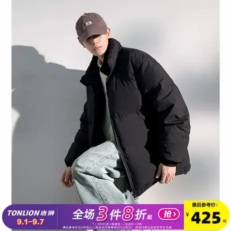 唐狮2024冬季新款男士羽绒服假两件设计拼接灯芯绒短款面包服潮流图片