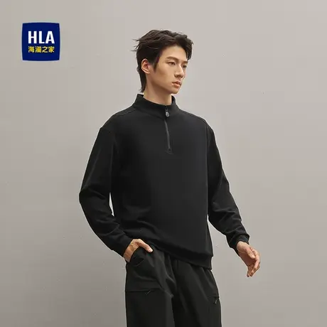 HLA/海澜之家德绒休闲上衣2025秋季新款时尚半开襟拉链保暖长袖男商品大图