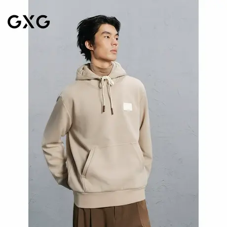 GXG男装 卡其色胸前皮标通勤卫衣 24冬季品G24X314035图片