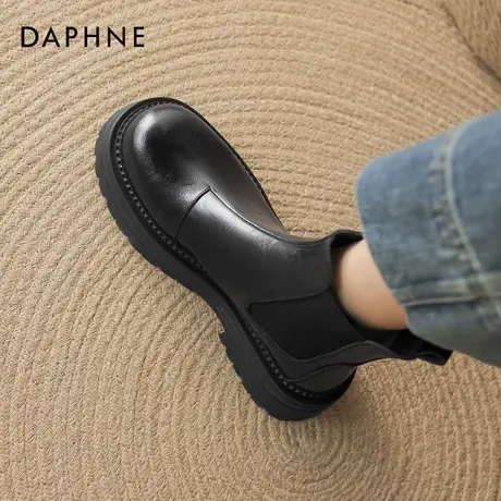 达芙妮短筒切尔西女靴子2025新款秋冬加绒短靴冬季厚底烟筒马丁靴图片