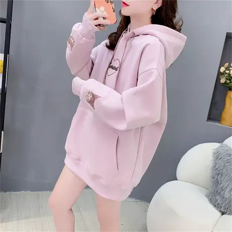 中长款卡通减龄连帽卫衣女早秋2023年新款宽松慵懒风洋气学生上衣商品大图