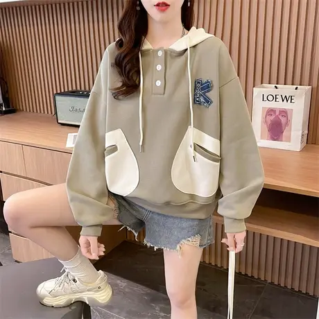 卫衣女2023新款秋冬季韩版宽松加绒加厚大码百搭学生小个子外套潮商品大图