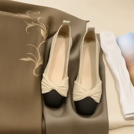 【真皮】单鞋女款秋季2023新款瓢鞋羊皮软底小香风平底法式豆豆鞋商品大图