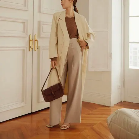 桔熊秋冬季气质高级感长款西装风衣宽松遮肉廓形外套女大码EA3390图片