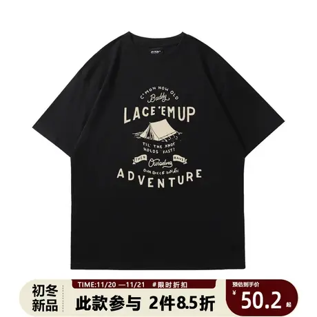 百T大战男士短袖T恤夏季美式男款重磅休闲打底衫情侣装体恤衣服潮商品大图