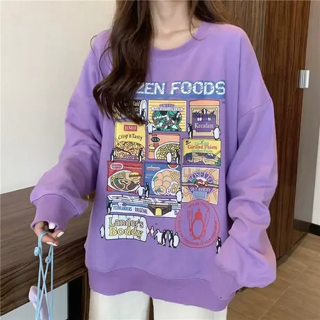 日系古着卫衣女2020春秋薄款宽松韩版潮ins上衣bf慵懒风盐系外套图片