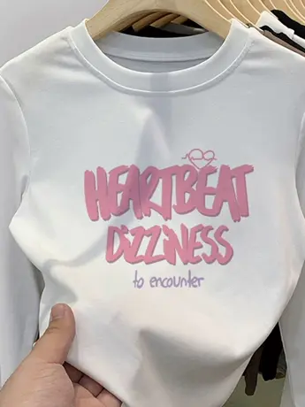 白色仿棉长袖t恤女2023新款秋装冬季美式复古加绒内搭打底衫上衣商品大图