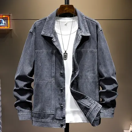 外套男士2021秋冬季潮流休闲工装秋装上衣服春秋男装牛仔夹克宽松商品大图