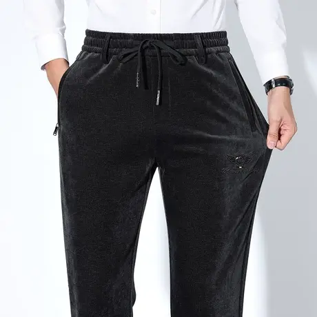 冬季男装高端弹力直筒运动卫裤秋冬款宽松紧腰保暖休闲长裤子男款商品大图