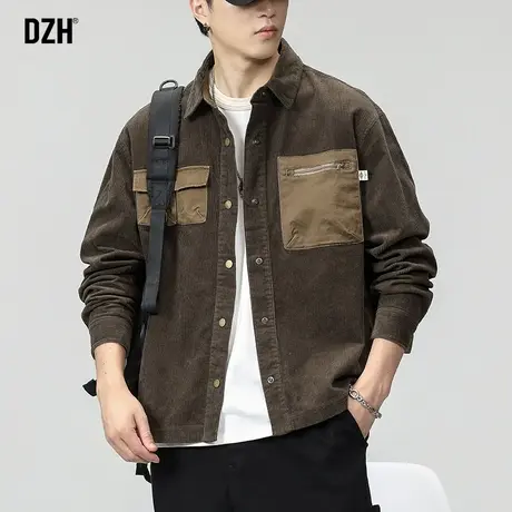 男士美拉德外套男灯芯绒衬衫美式复古长袖秋季2024年新款休闲衬衣商品大图