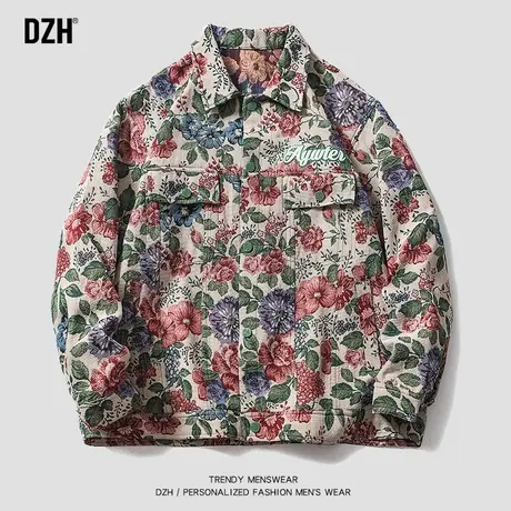 男士提花刺绣外套小众设计感美式复古夹克男秋季2024新款休闲上衣商品大图