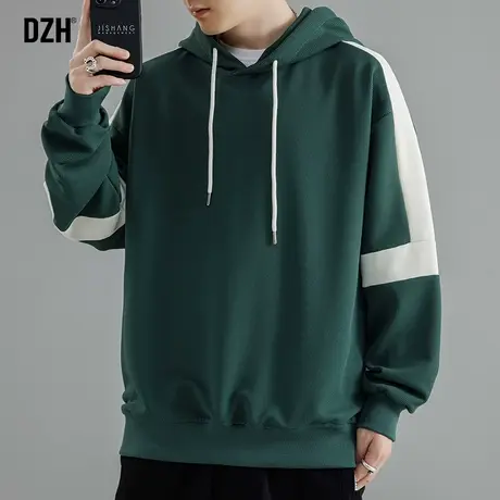 男士撞色卫衣男连帽秋季潮牌休闲外套潮高级感男装2024新款打底衫商品大图
