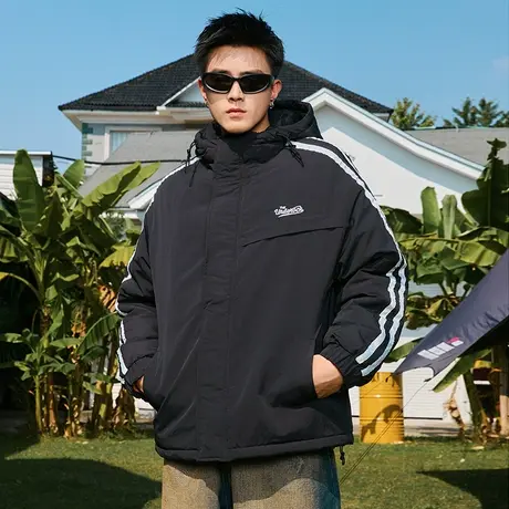 男士黑色棉服男款棉袄男冬季加厚休闲外套2024新款冲锋衣美式棉衣商品大图