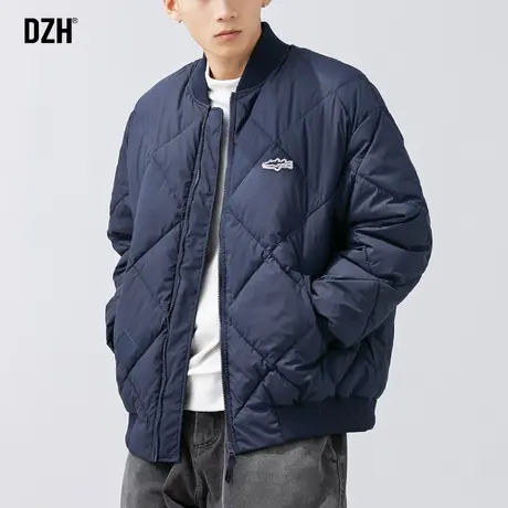 男士藏青色棉服男冬季棉袄青少年外套男款2024新款秋冬款菱格棉衣图片