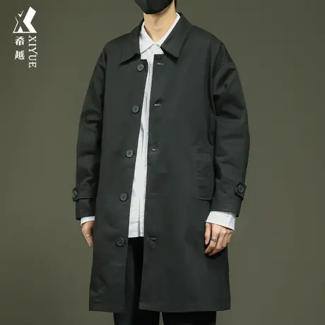 2023秋冬休闲长款风衣外套男冬季加厚宽松大码男士英伦风纯棉大衣图片