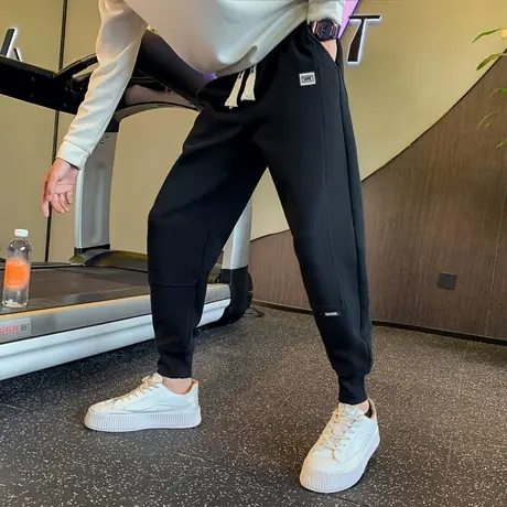 冬款加绒卫裤男潮牌哈伦裤男裤2022新款裤子痞帅休闲裤学生束脚裤商品大图