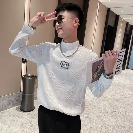长袖t恤男春秋高街条纹内搭卫衣秋季2023新款ins潮流潮牌宽松体恤商品大图