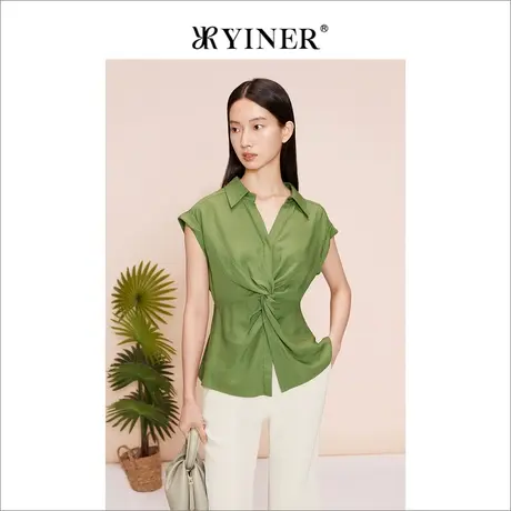 【醋酸系列】YINER音儿女装2023夏季通勤衬衫时尚上衣商品大图