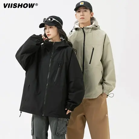 VIISHOW双面穿冲锋外套男春秋美式登山服青少年痞帅防水工装夹克商品大图