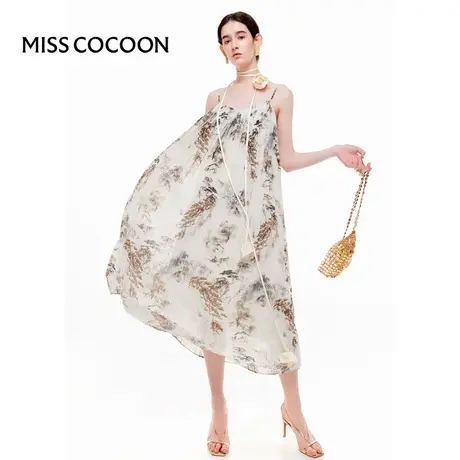 MISSCOCOON【赋美东方】24夏新款新中式雅致国风山水印花吊带裙图片