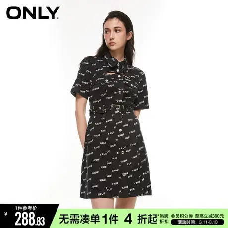ONLY秋季潮酷字母满印高腰A字短款连衣裙女|123207110图片
