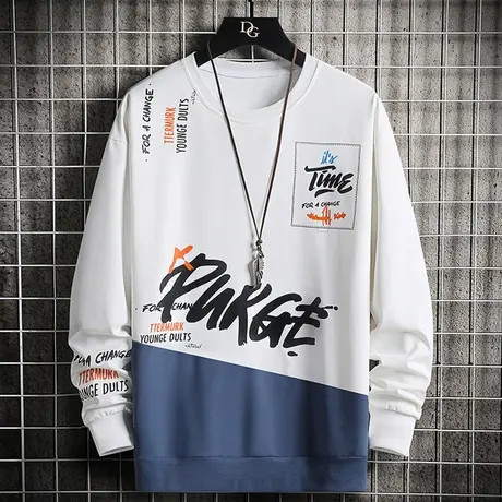 男士长袖t恤2023春秋季新款薄款宽松打底衫运动休闲男装上衣外套商品大图