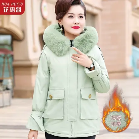 妈妈装派克服洋气时尚中年女士50岁中老年女冬装棉衣冬季棉袄外套图片