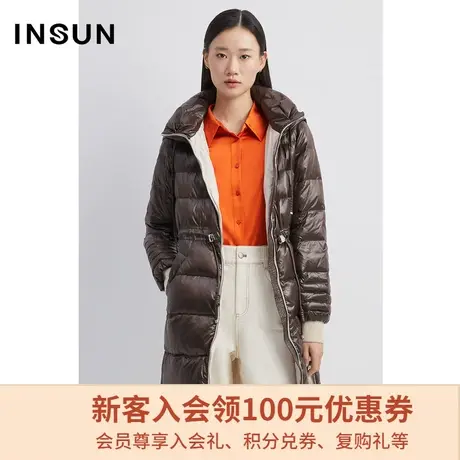 恩裳商场同款冬季时尚收腰褶皱设计舒适保暖轻盈白鹅绒羽绒服女商品大图