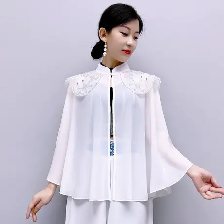 时尚百搭开衫女夏天小坎肩斗篷配吊带裙外搭罩衫短款披肩外套表演图片