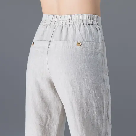 棉麻裤女夏季裤子女夏薄款亚麻女裤休闲2023新款哈伦裤九分萝卜裤商品大图