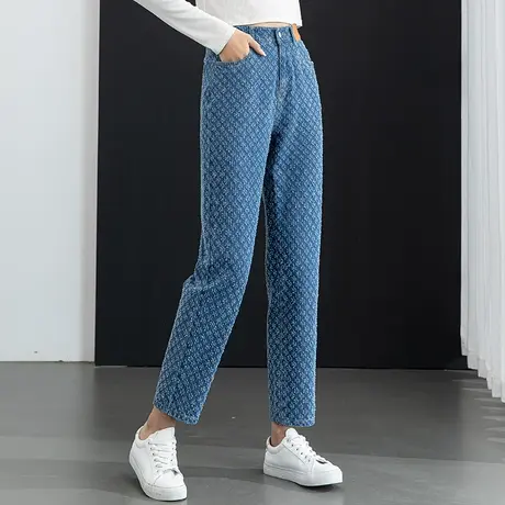 绣花高腰哈伦牛仔裤女小个子九分裤2023新款春夏裤子老爹裤萝卜裤图片