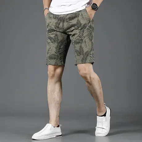 2023新款暗纹五分休闲短裤男夏季薄款四分裤修身印花潮流男士中裤图片