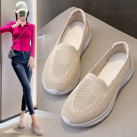 老北京布鞋女夏款一脚蹬懒人鞋透气网面孕妇鞋大码41一43妈妈网鞋商品大图