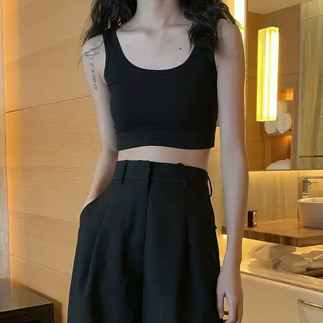 吊带背心女外穿潮ins夏季网红白色小西装内搭针织打底衫美背上衣商品大图