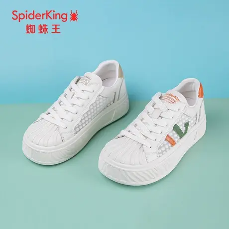 SPIDER KING/蜘蛛王小白鞋女真皮2024春商场新款贝壳头板鞋网面潮图片