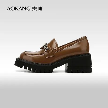【门店发货】奥康女鞋春秋套脚乐福鞋豆豆鞋时尚休闲英伦皮鞋图片