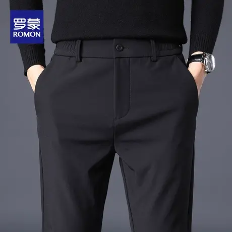 罗蒙男士休闲裤秋冬季直筒宽松男裤商务加绒保暖免烫工装小西裤男商品大图