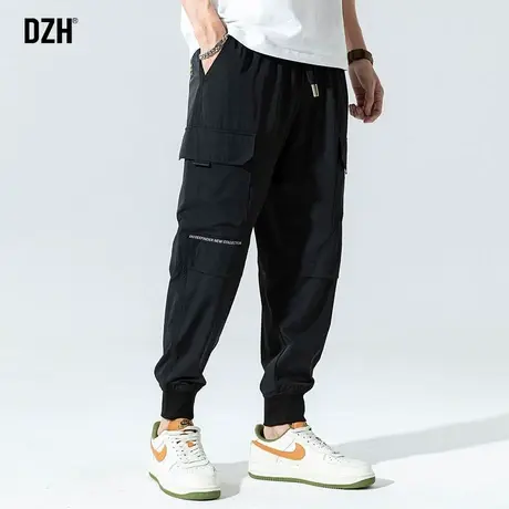 男士黑色工装裤男潮牌宽松束脚裤宽松九分裤2023年新款休闲运动裤商品大图
