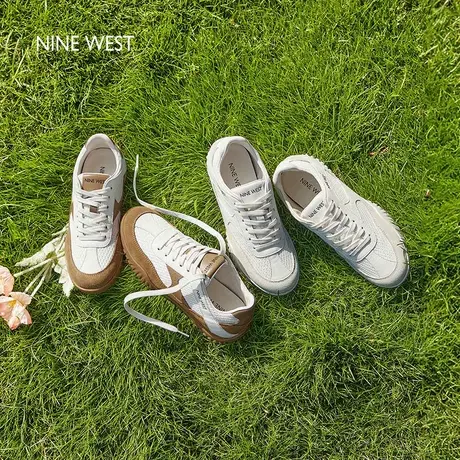 Nine West/玖熙德训鞋2025夏季新款网面透气休闲百搭赛车鞋小白鞋图片