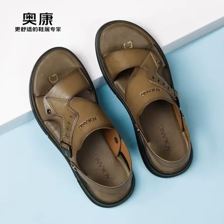 奥康男士凉鞋夏季新款户外沙滩鞋时尚简约两穿休闲软底凉拖鞋商品大图