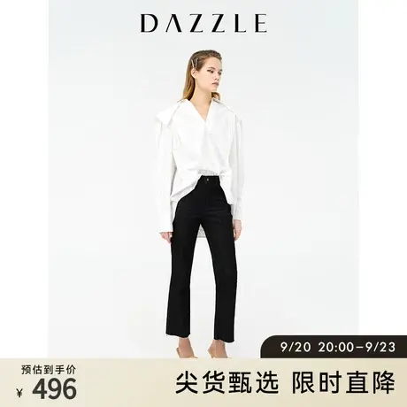 DAZZLE地素奥莱 春夏复古黑色牛仔喇叭裤微喇显瘦裤子长裤女图片
