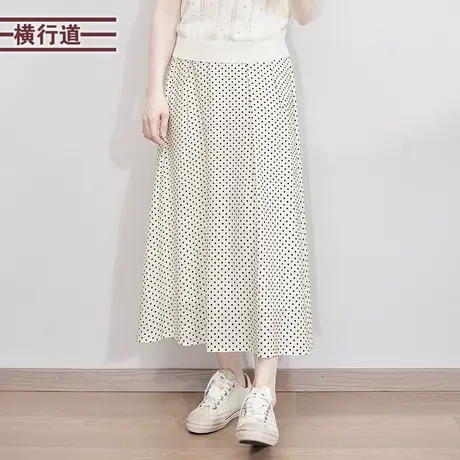 法式波点松紧高腰小众气质半身裙女a字显瘦中长裙2025春夏季裙子图片