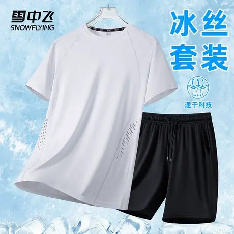 SNOW FLYING/雪中飞短袖t恤男夏季跑步透气健身速干薄款圆领套装图片